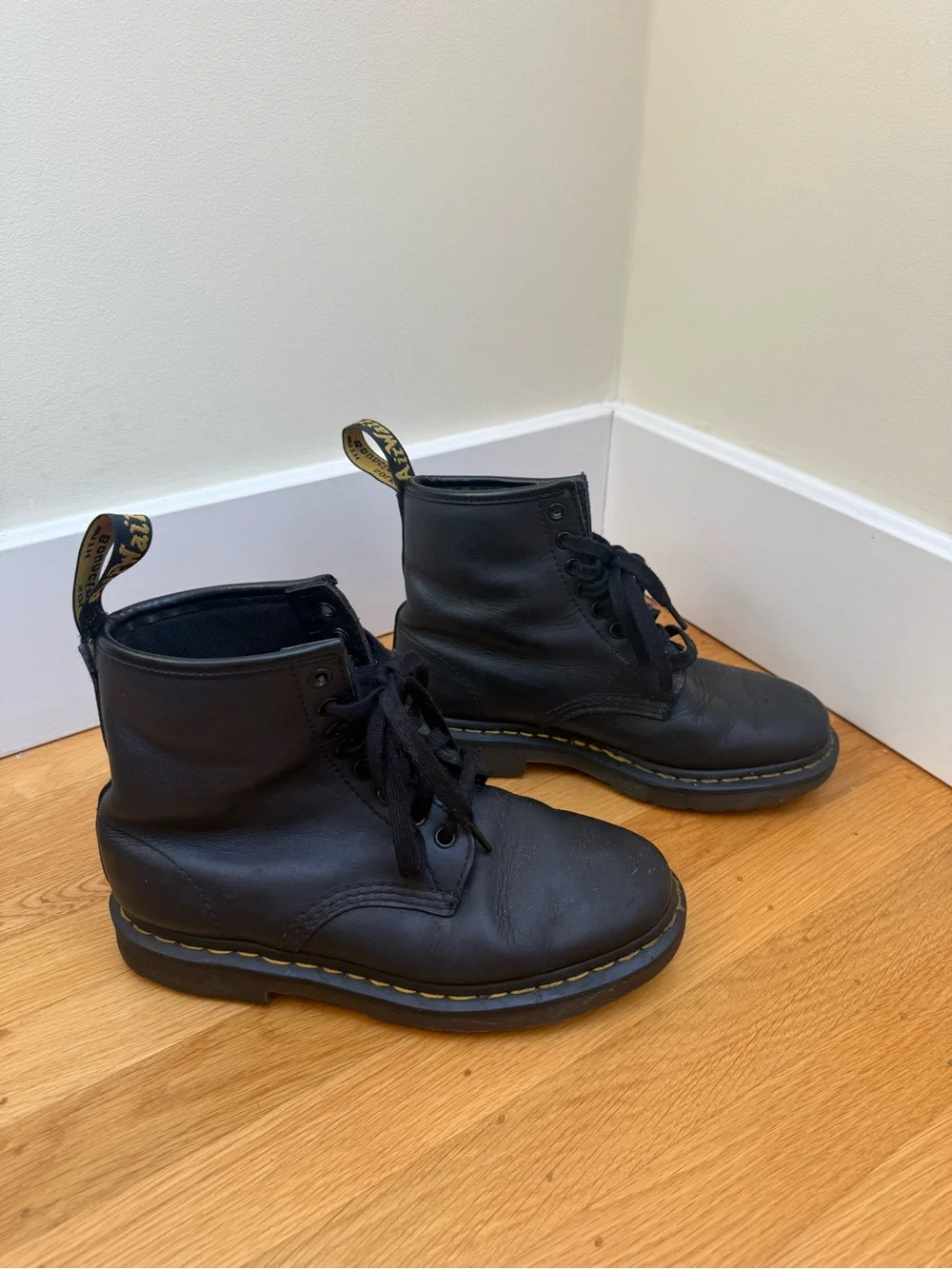 Dr. Martens 1460 Black Leather Lace-Up Boots, size 39/8